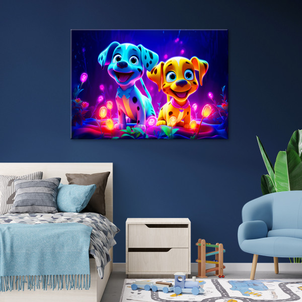 Feeby Obraz na płótnie, Neonowe psy 60x40