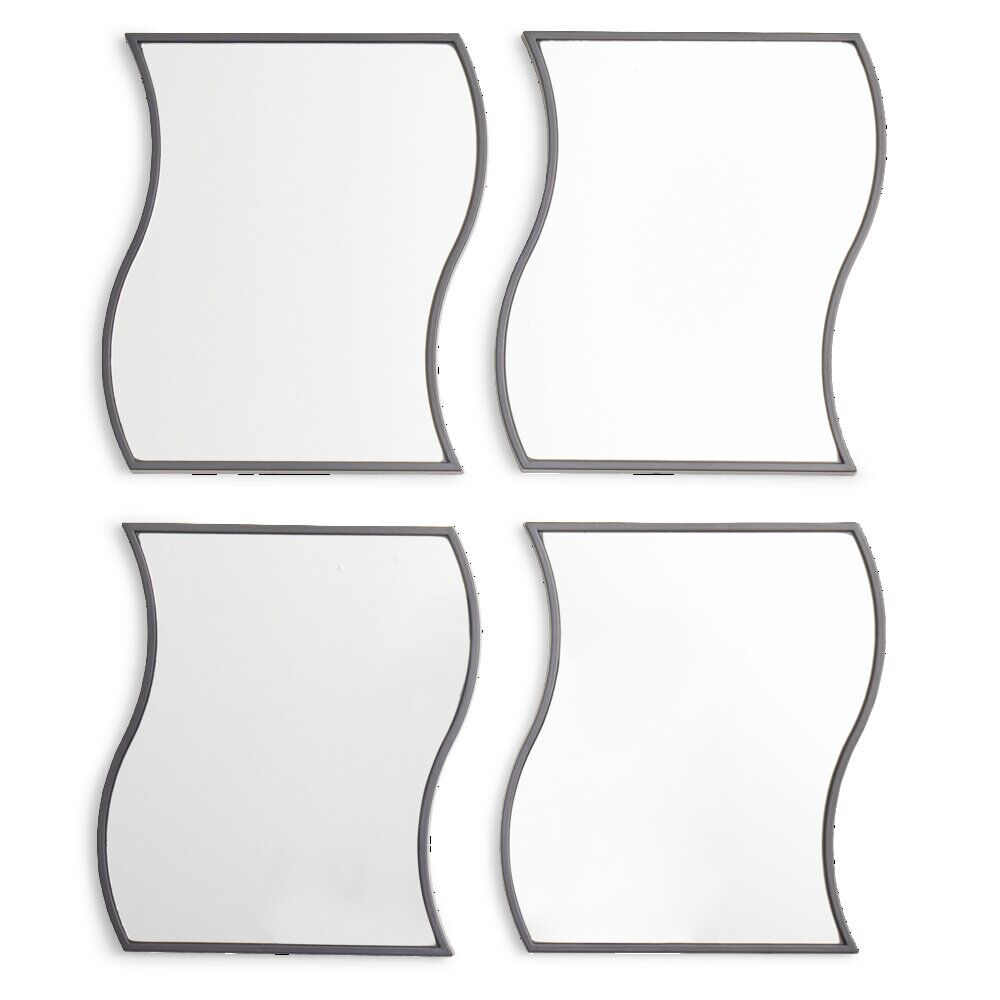 Lot de 4 miroirs forme vague 16,5x19,8cm