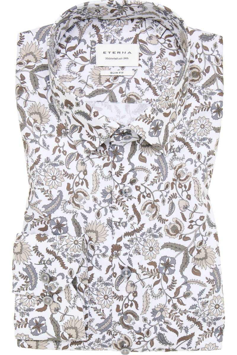 ETERNA Slim Fit Hemd beige, Bedruckt