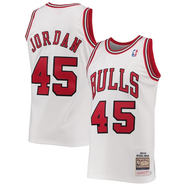 Men's Chicago Bulls Michael Jordan White 1994-95 Hardwood Classics Authentic Player Jersey