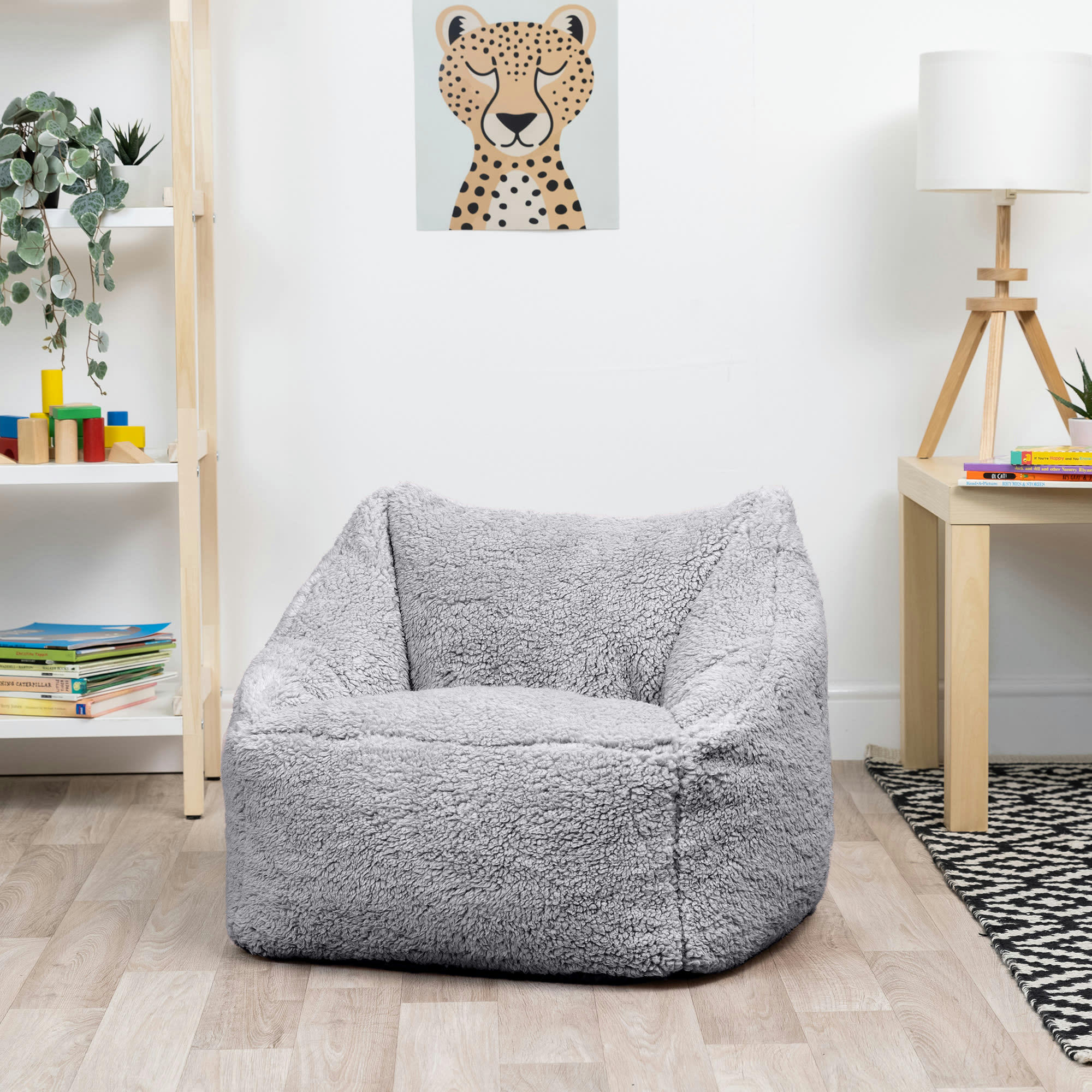- Pouf enfant sherpa gris clair