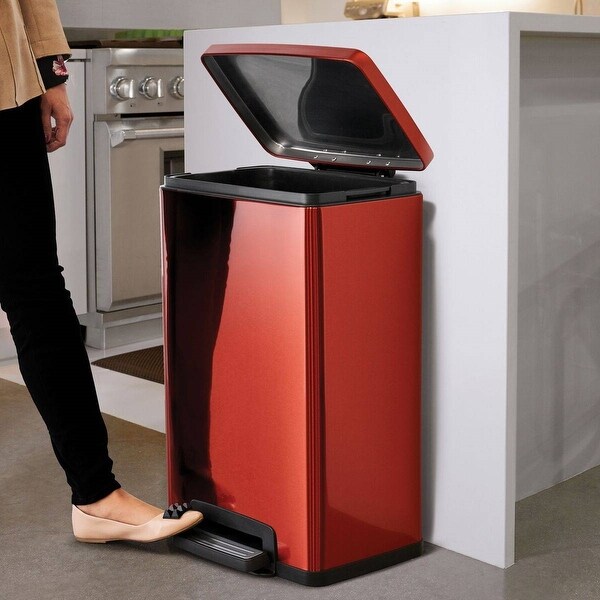 Stainless Steel 13-Gallon Kitchen Trash Can with Step Lid Charcoal