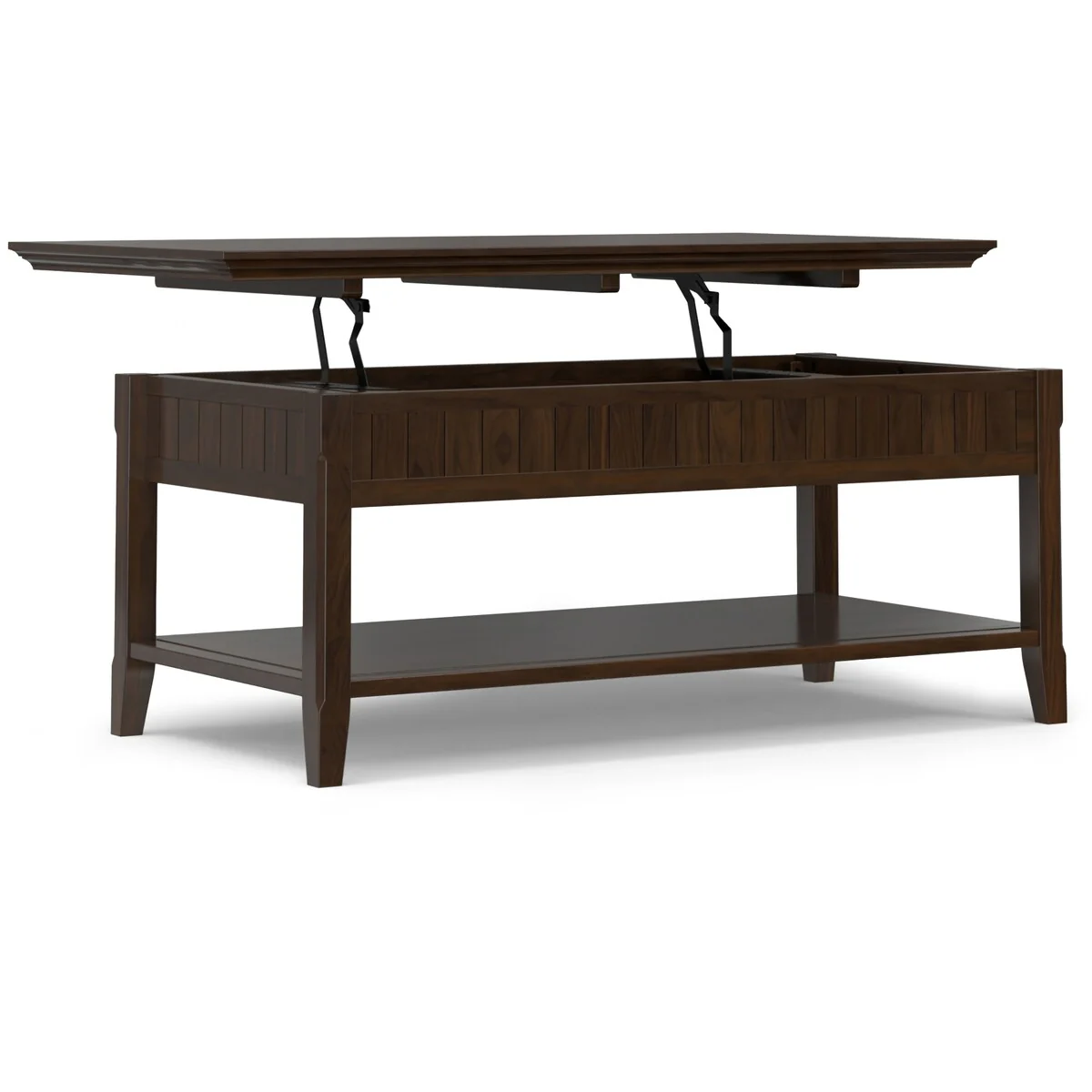 WYNDENHALL Normandy SOLID WOOD 48 inch Wide Rectangle Transitional Lift Top Coffee Table in Brunette Brown