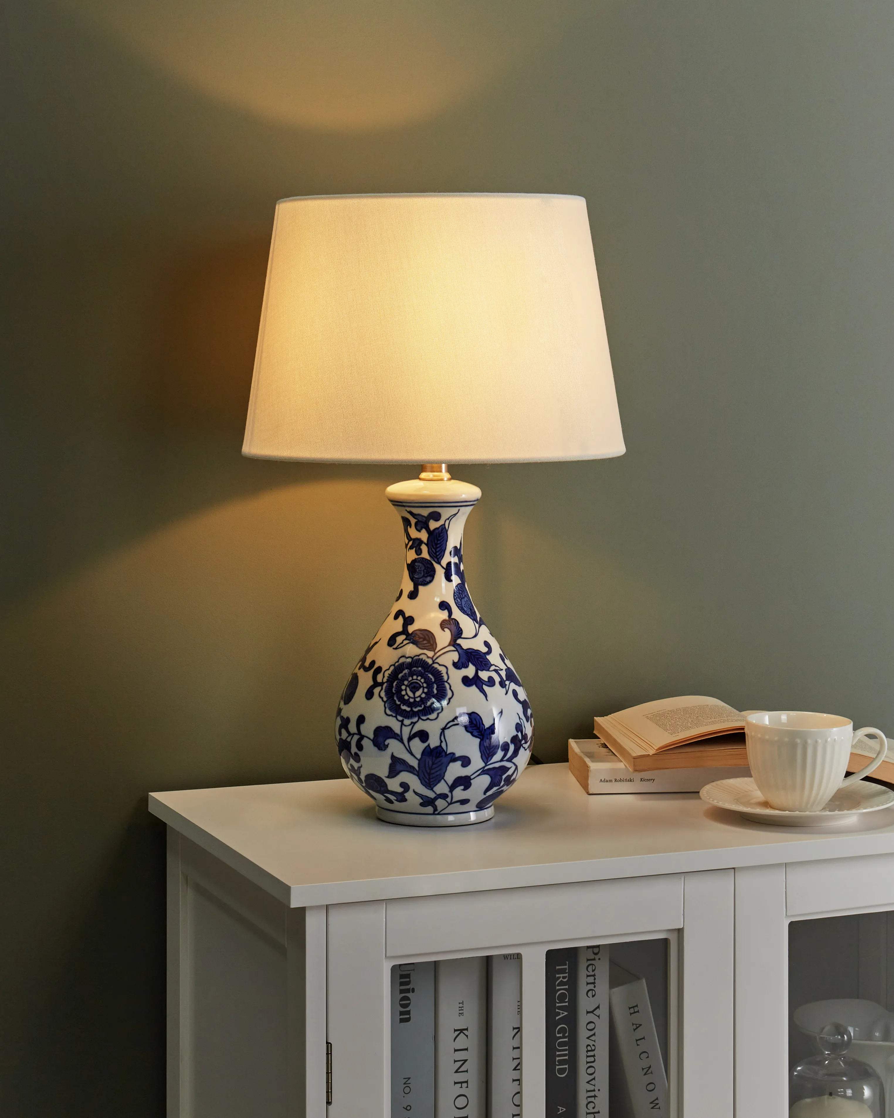 Table Lamp CARMEN Porcelain White/ Blue