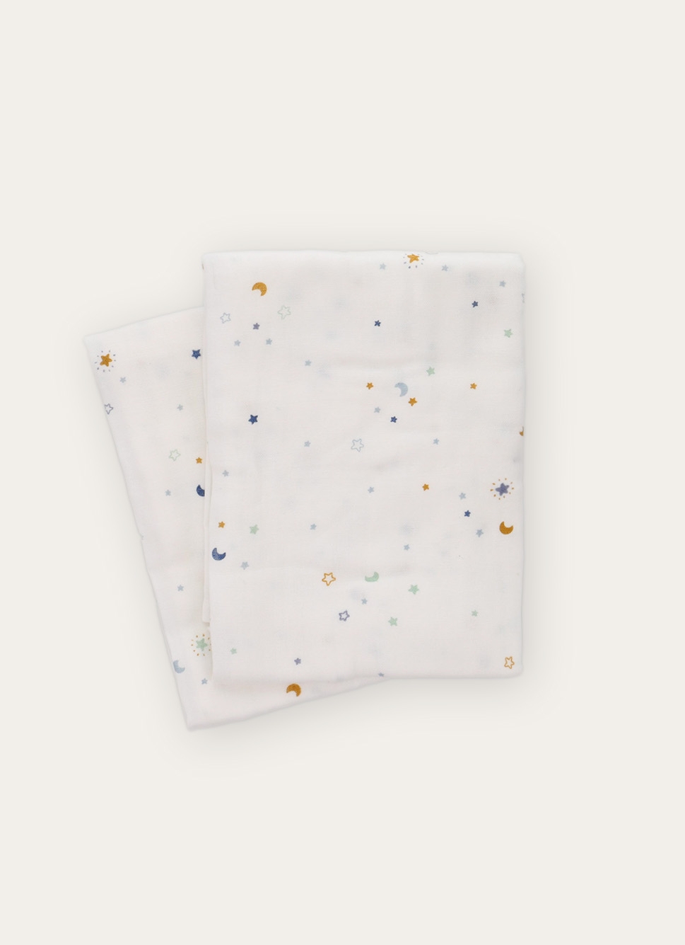 LOT DE 2 LANGES ÉTOILES EN GAZE DE COTON ÉCRU