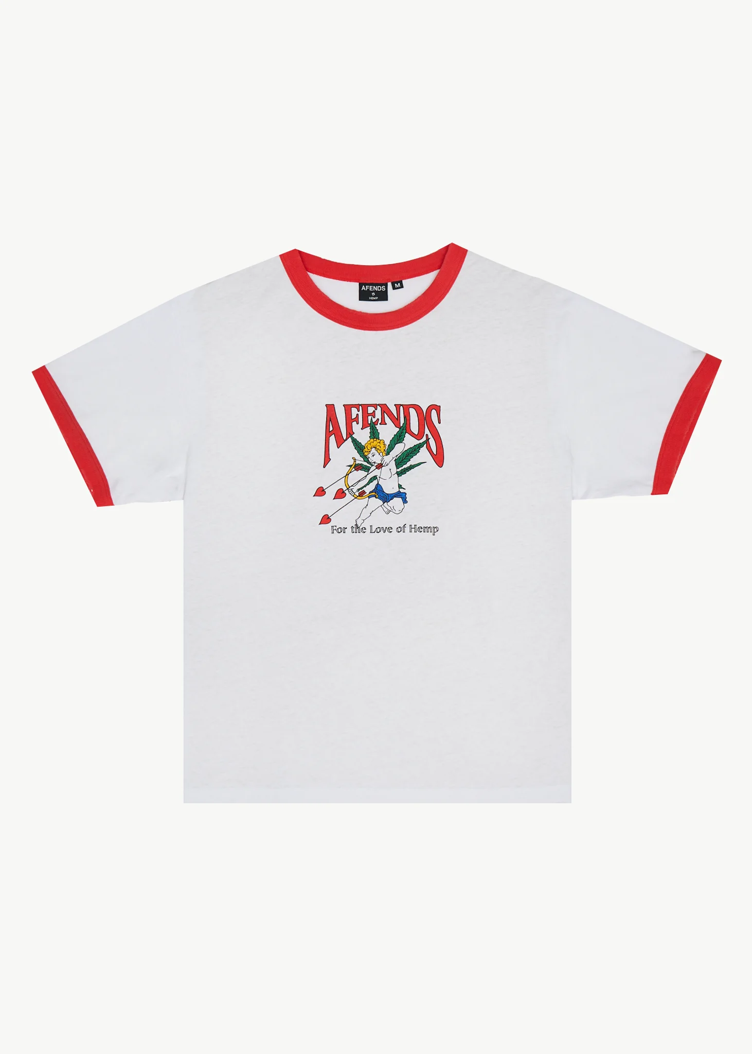 AFENDS Mens Cupid - Boxy Ringer Tee - White