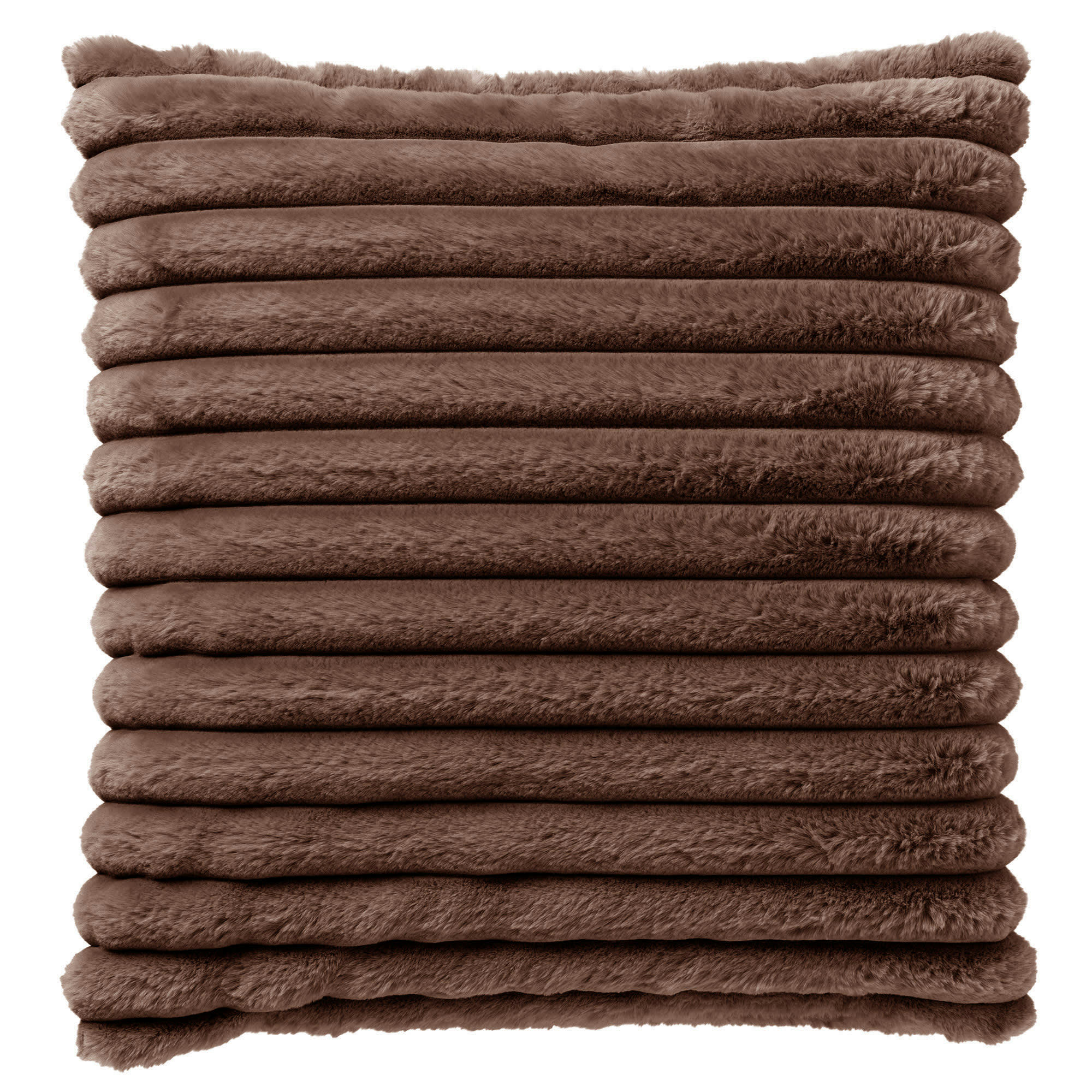 - Housse de coussin multicolore fausse fourrure-50x50 cm avec motif rayé