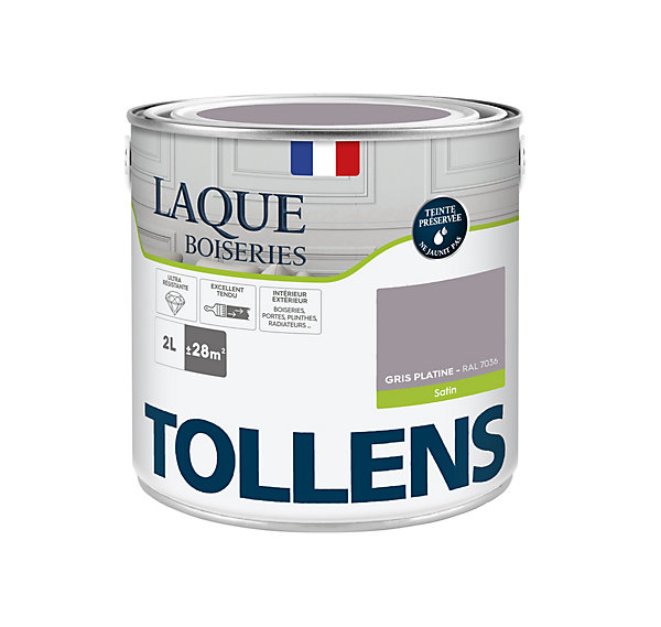 Laque boiseries et métal Tollens RAL 7036 gris platine satin 2L