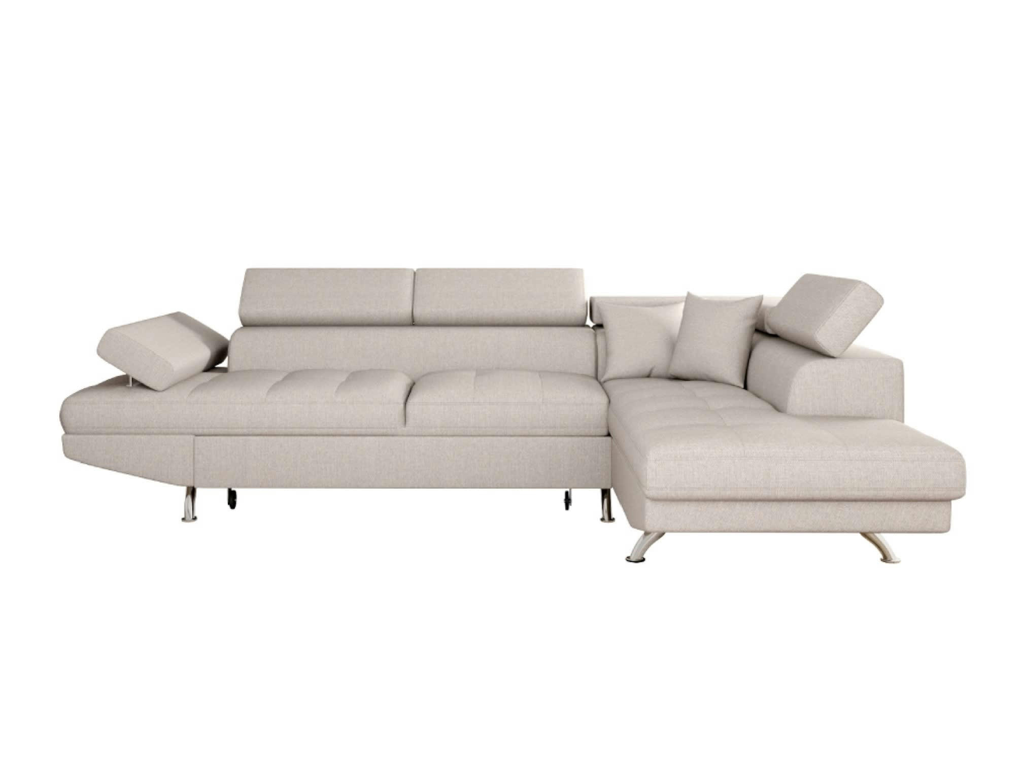 RIO - Canapé angle droit convertible avec coffre en tissu - Beige