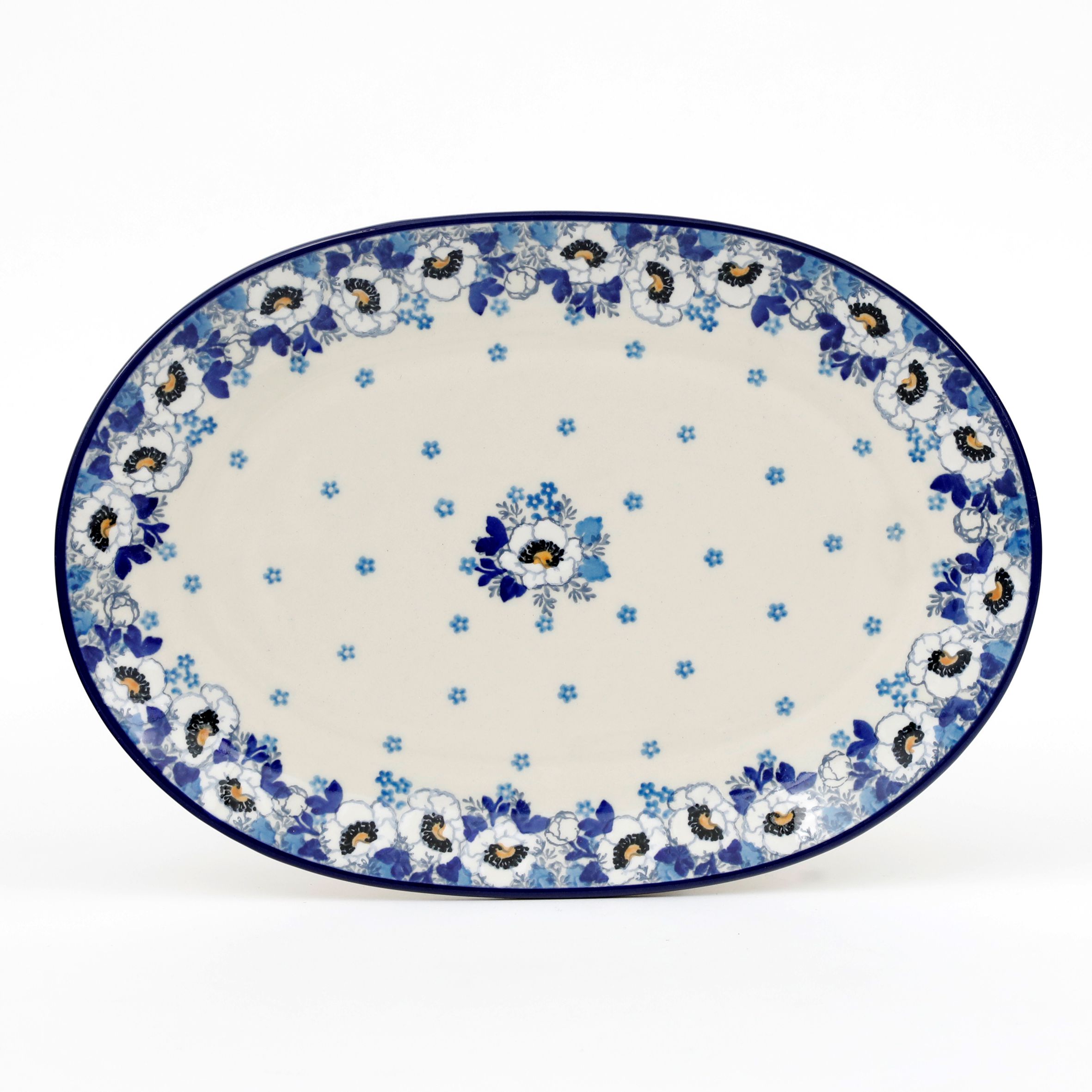 Półmisek G68, 31,5/22 cm  2222X Biało-niebieskie anemony
