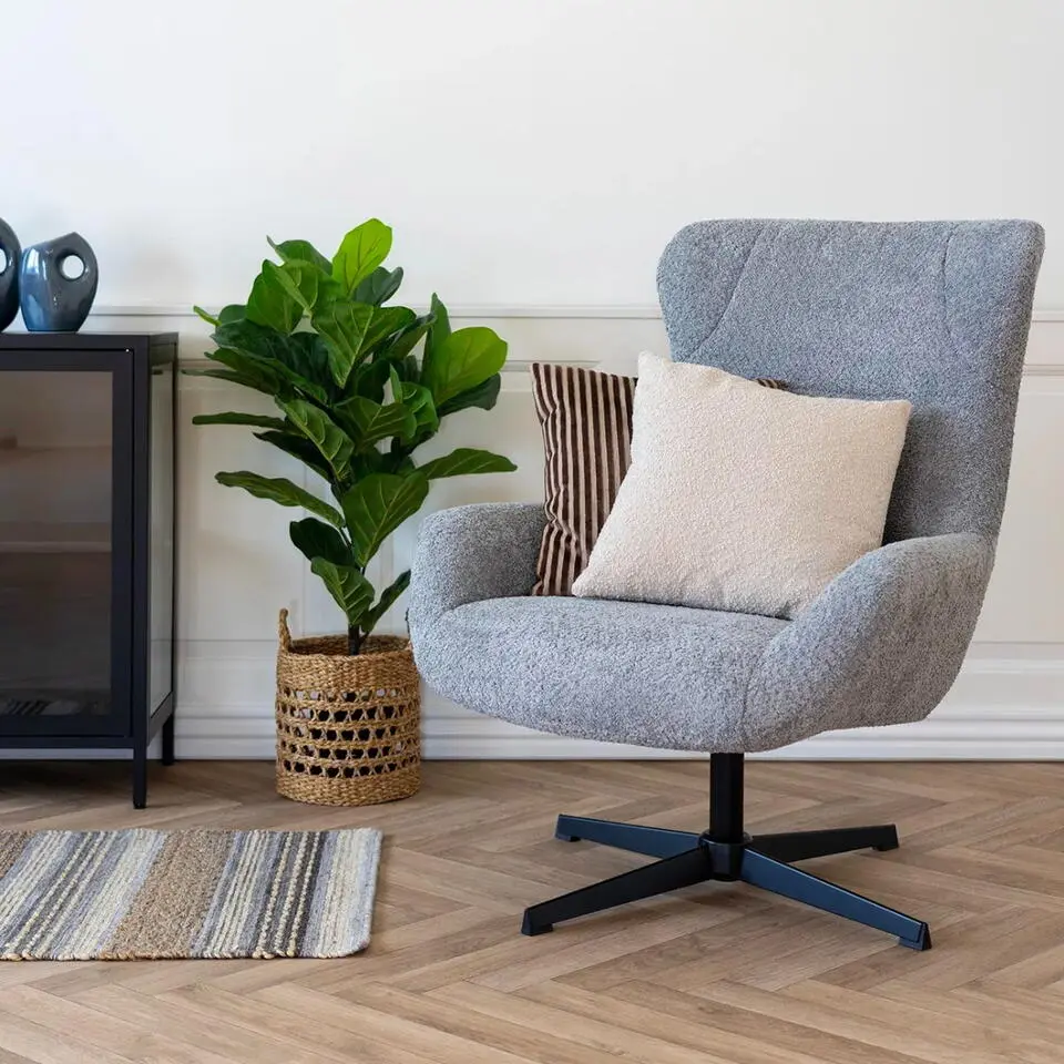 Fauteuil Draaibaar - Donkergrijs Stof - 89x80x101cm - Bescia