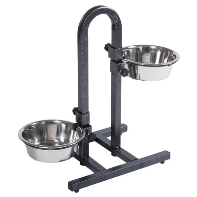 U-Shaped Dog Bowl Stand with Stainless Steel Bowls