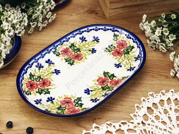Półmisek owalny 24 cm Bolesławiec - Maki Smolińskiej gat. I