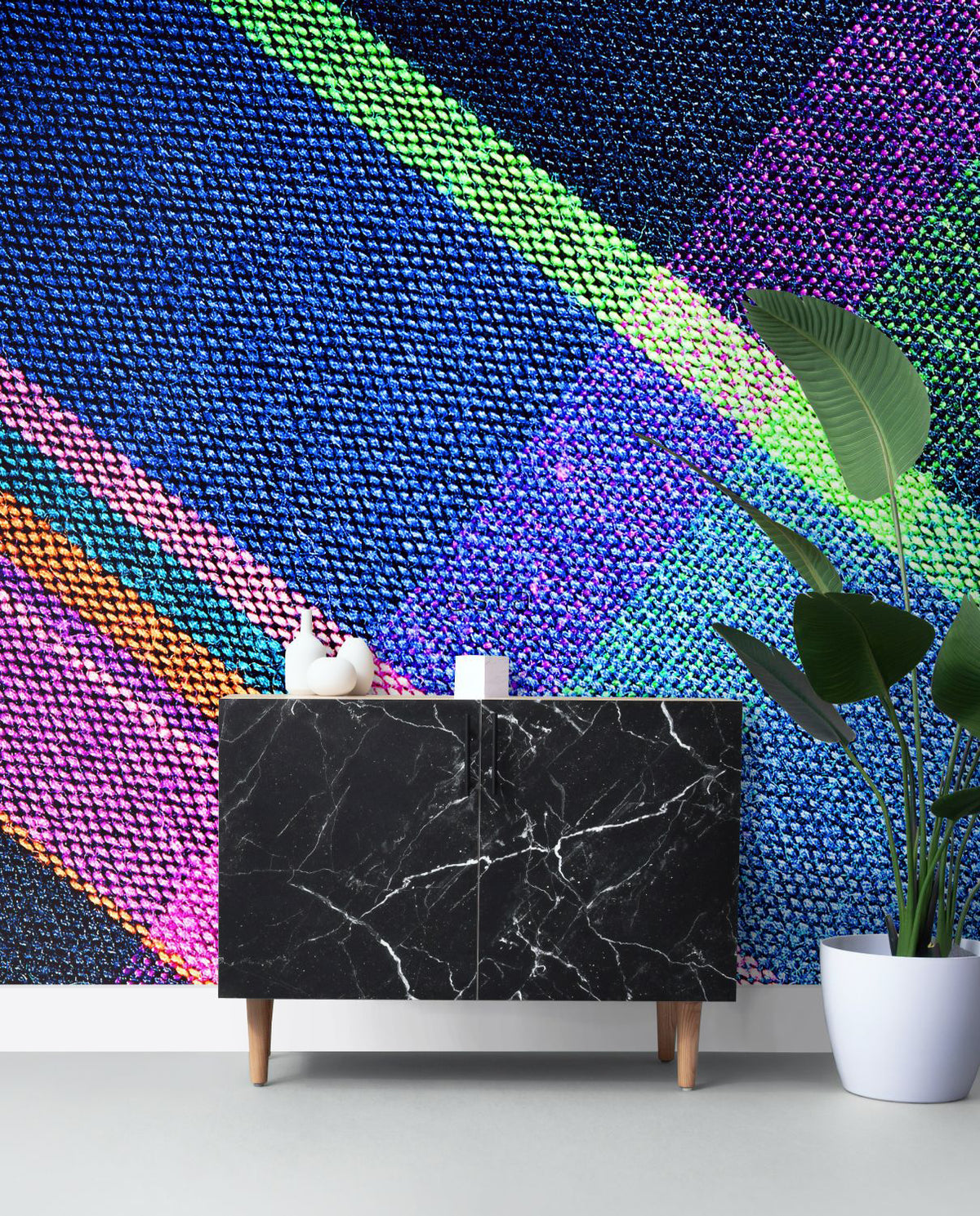 ESTAhome fotobehang ruiten blauw, roze, groen en paars - 400 x 279 cm - 156517
