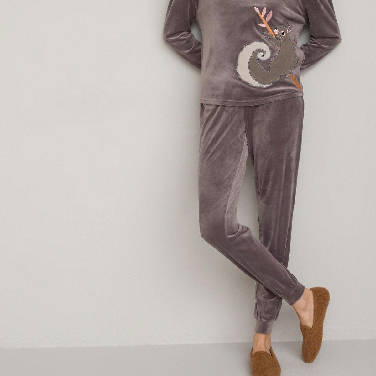 Pyjama en maille velours, motif animal