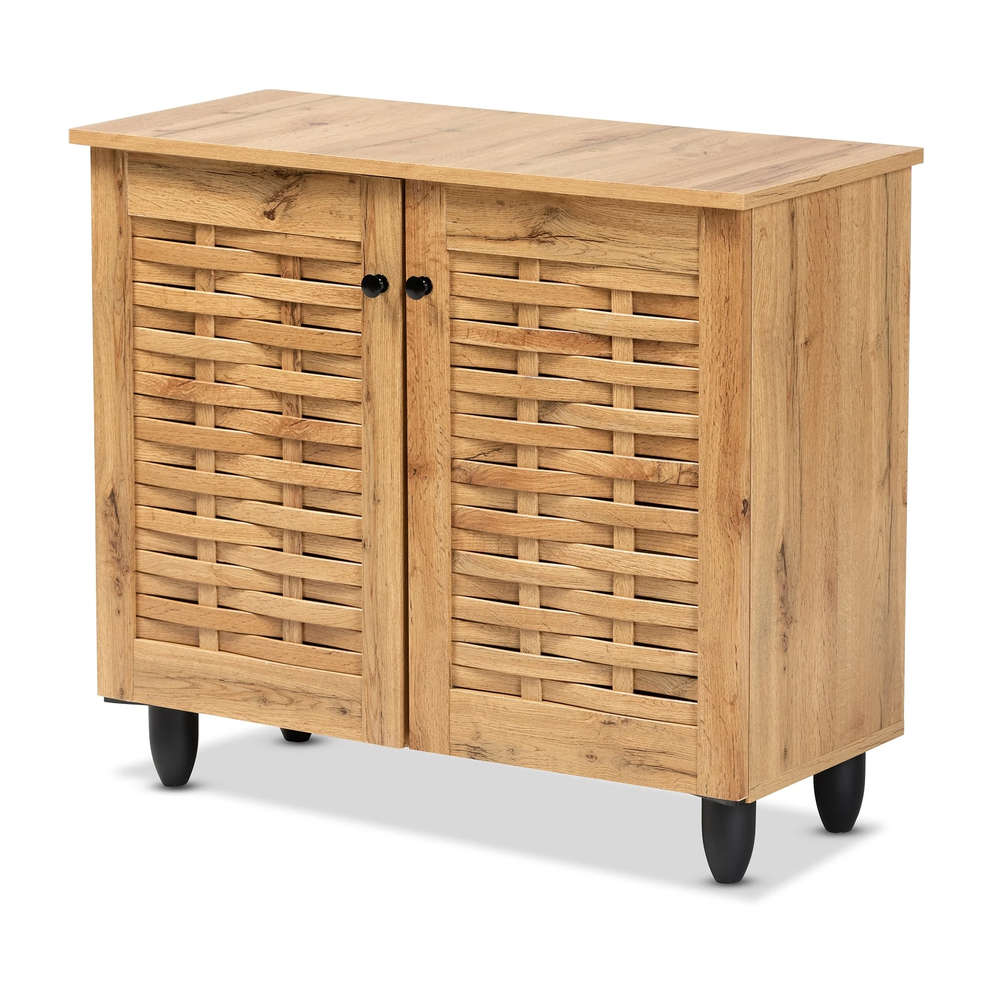 Winda Modern Oak Brown Finished Wood 2-Door Shoe Cabinet