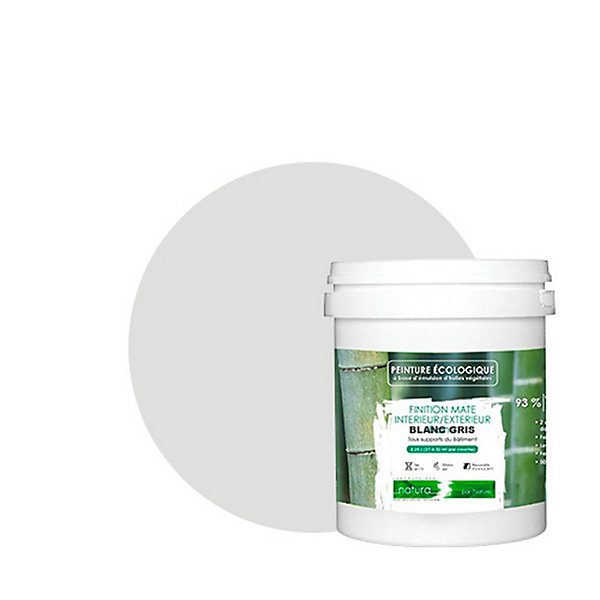 Blanc Gris Peinture interieur exterieur aspect mat Natura - Blanc Gris - 1L