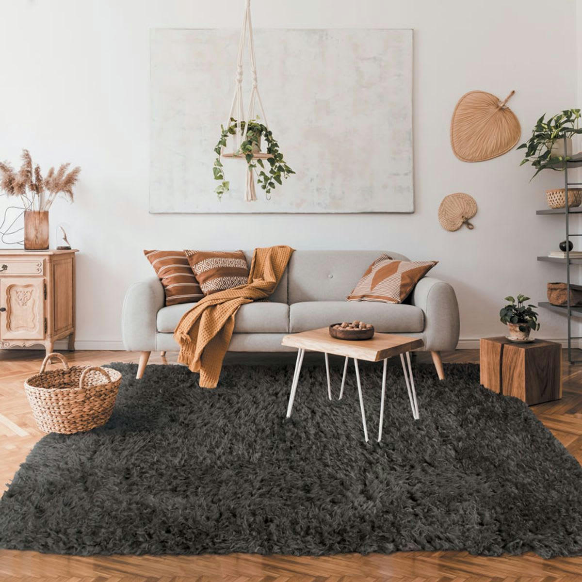 AUTHENTIK - Tapis tout doux fausse fourrure gris foncé 160x230