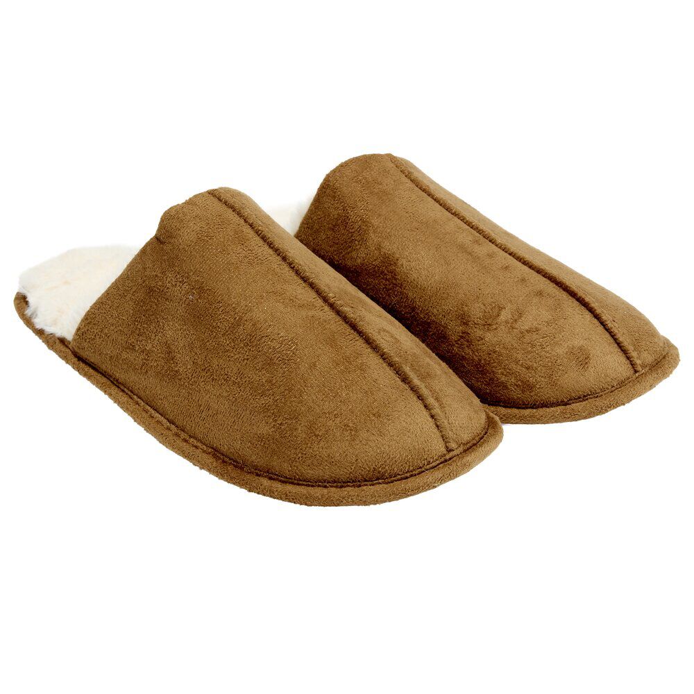 Chaussons homme marron fourrés blancs 42/43