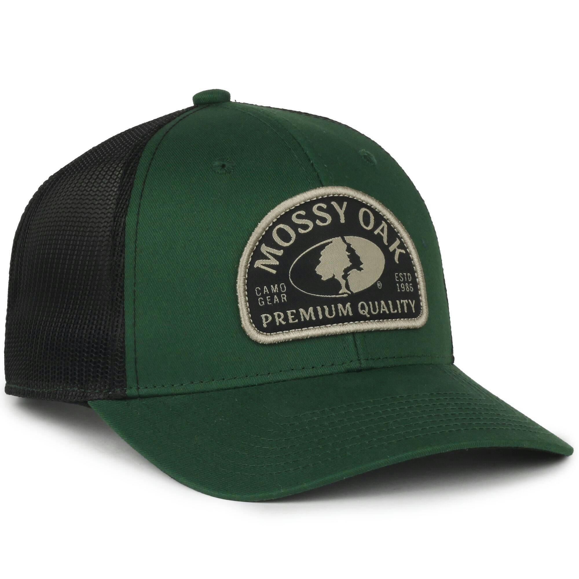 Mossy Oak 6-Panel Semi-Curved Visor Cap, Dark Green/Black