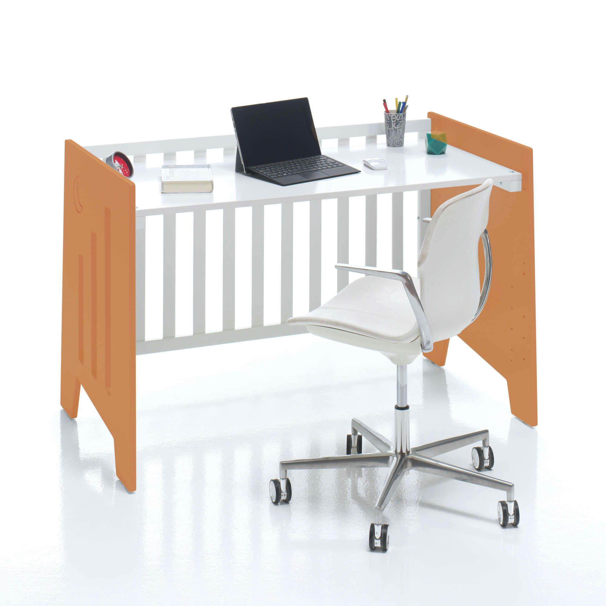 OMNI - Lit bébé - bureau (2en1) 60x120 cm en terracotta