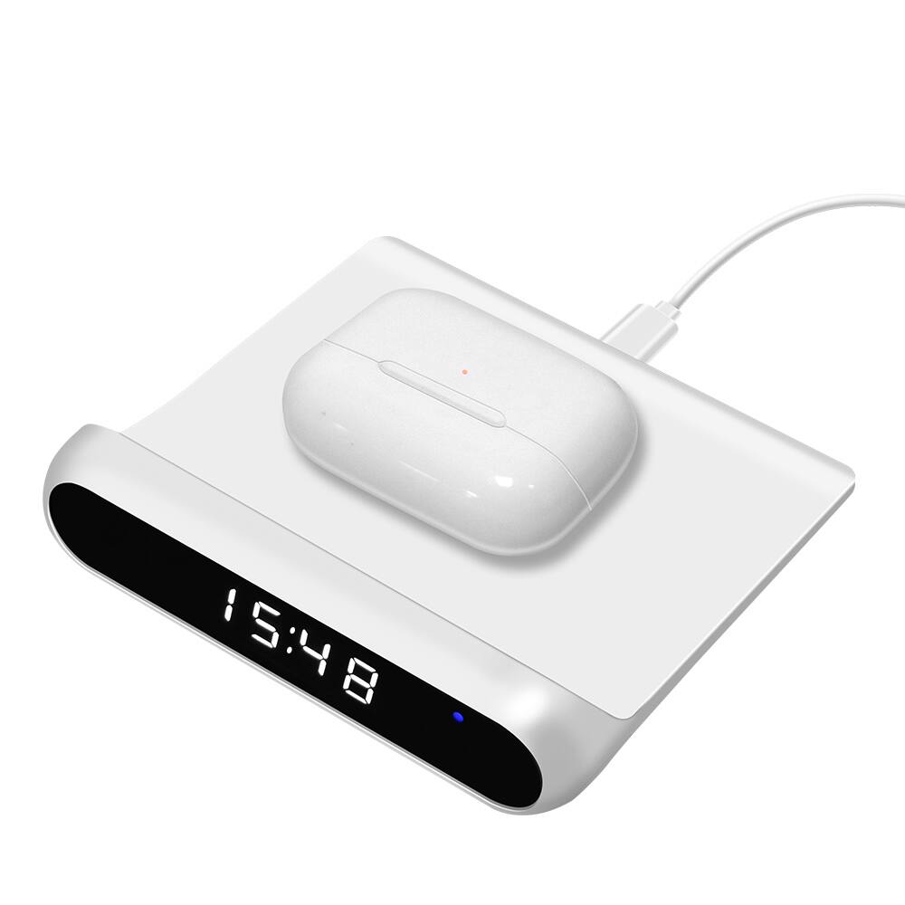 Bluehive 15W Alarm Clock & Wireless Charger, White