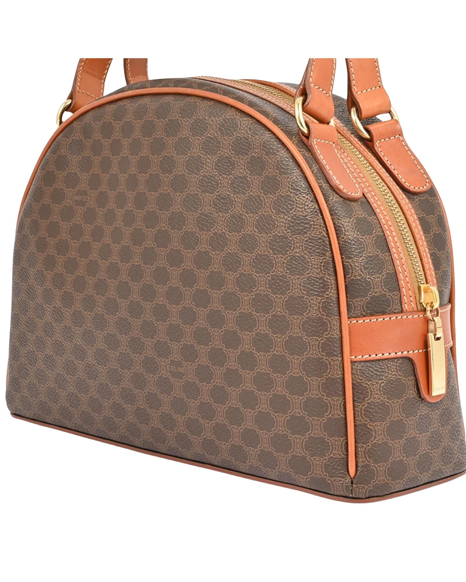 Celine Preloved Vintage Half Moon Bag Macadam Style Wo - Brown Handbags