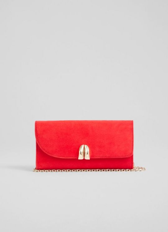 Florence Aurora Red Suede Long Clasp Clutch Bag