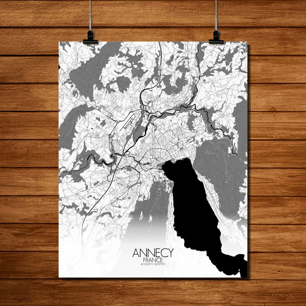 - Affiche Annecy Carte N&B 40x50