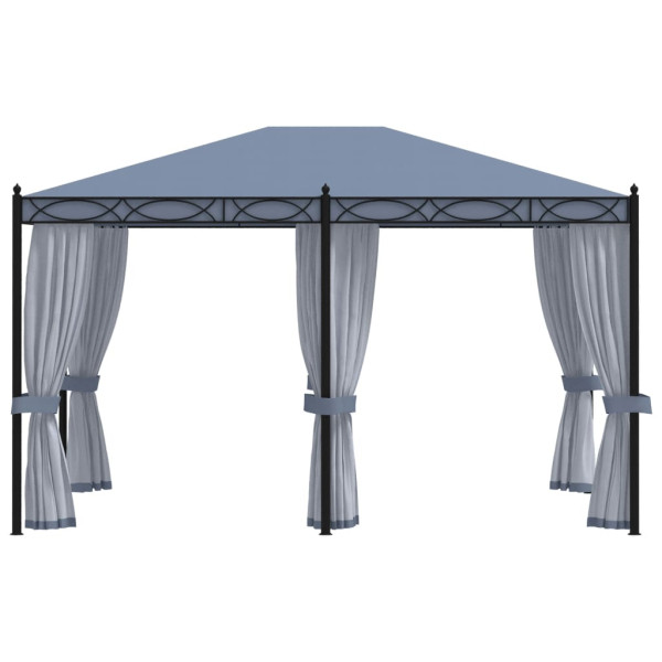 Altana Ogrodowa z Zasłonami Pergola Namiot Ogrodowy Antracyt 3x4 m