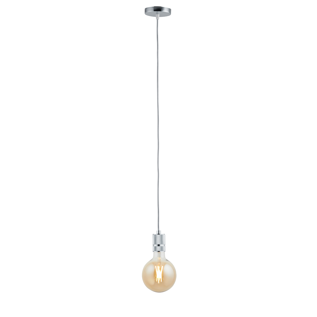 Lighto | Pendel Chroom | Inclusief Lichtbron Goud | Classic | 1.5m Snoer | Met Plafondkap
