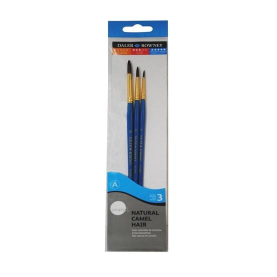 Daler-Rowney Natural Camel Hair Round Brushes 3 Pack