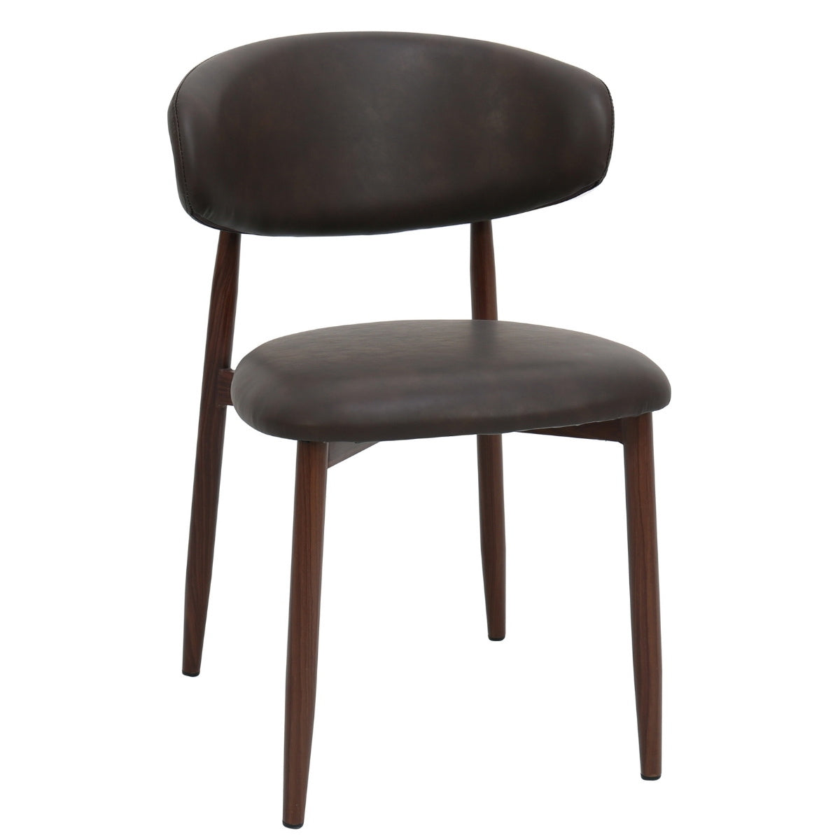 Giga Meubel Eetkamerstoel Alexia - Donkerbruin/Walnoot - PU Leer - Set van 2