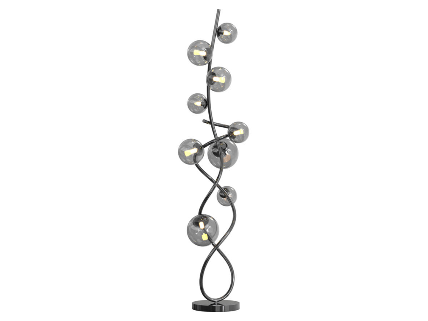 Lampa podłogowa Nancy 9-punktowa szklana czarna