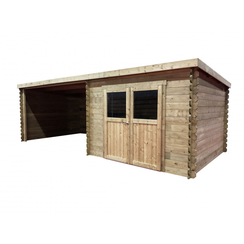 Abri de jardin en bois Rohan traité 28 mm 2,74 x 6,65 m SOLID