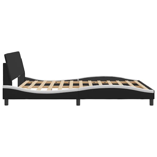 NNEVL Bed Frame with Headboard Black and White 152x203 cm Faux Leather