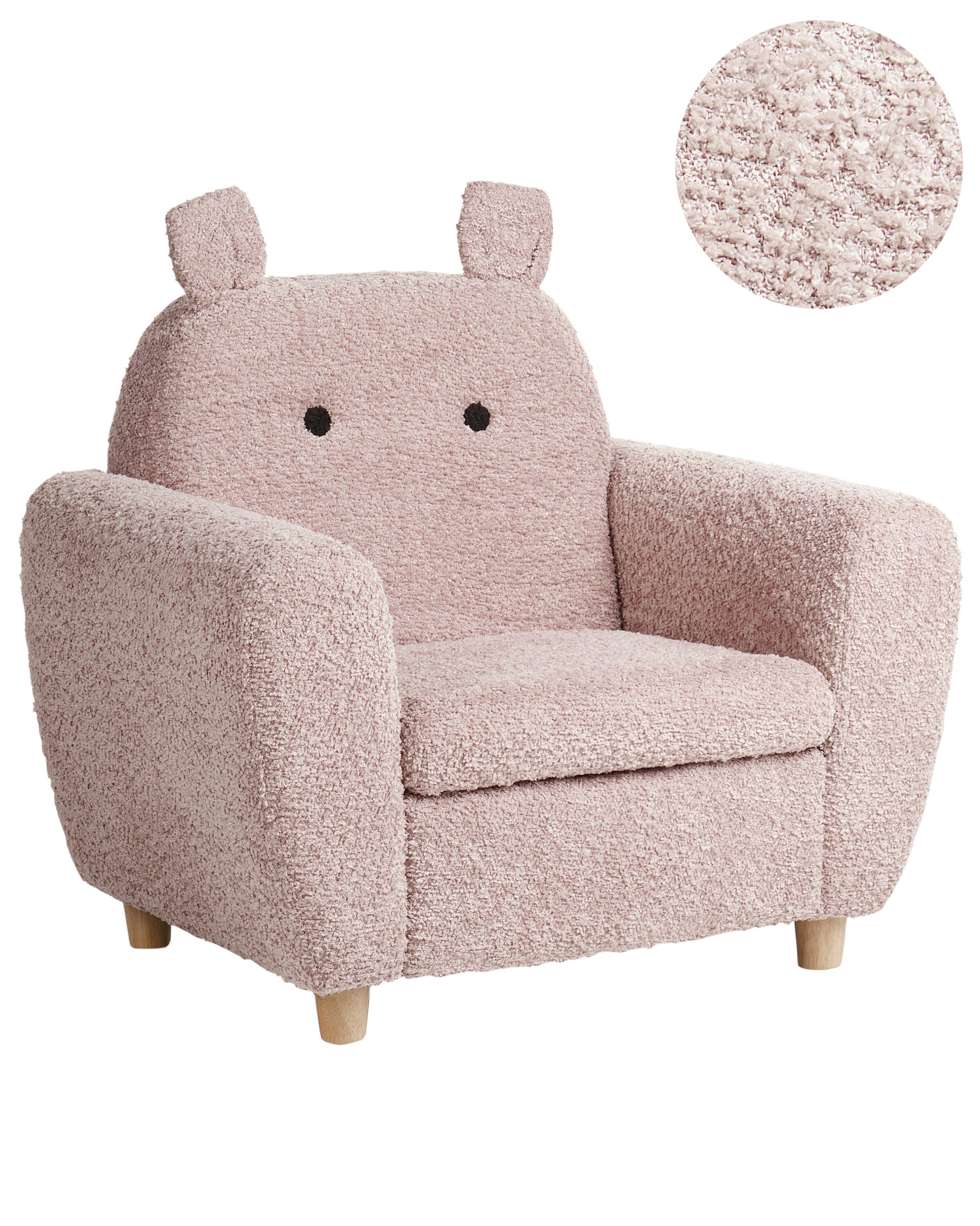Kids Armchair Hippo MARIBO Boucle Pastel Pink
