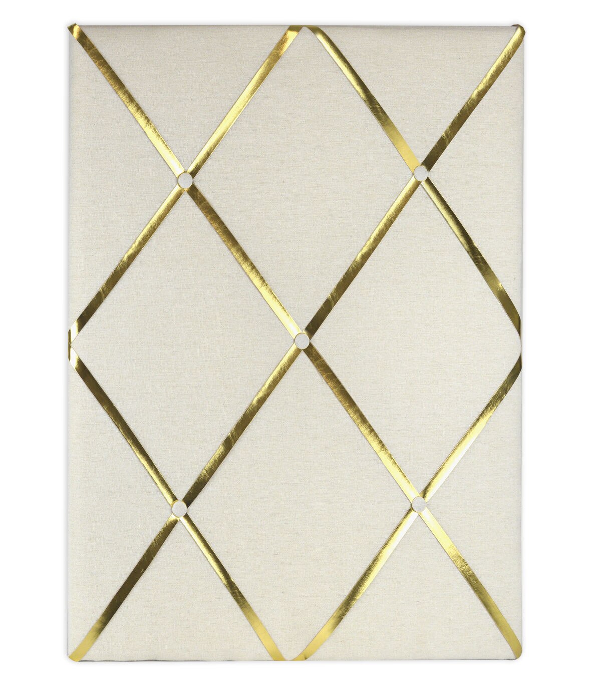 Linen Memo Board Wall Decor with Gold Ribbons