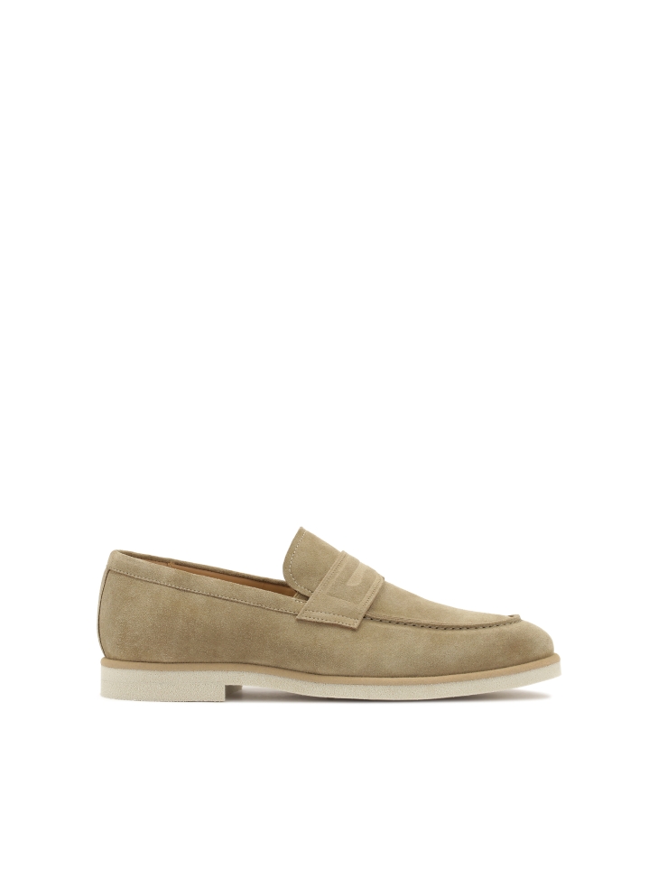 Beige suede loafers