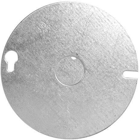 Hubbell 54C6BAR Flat 1 Gang Round Octagon Box Cover with 1/2-in Knockouts, Grey, 4-in