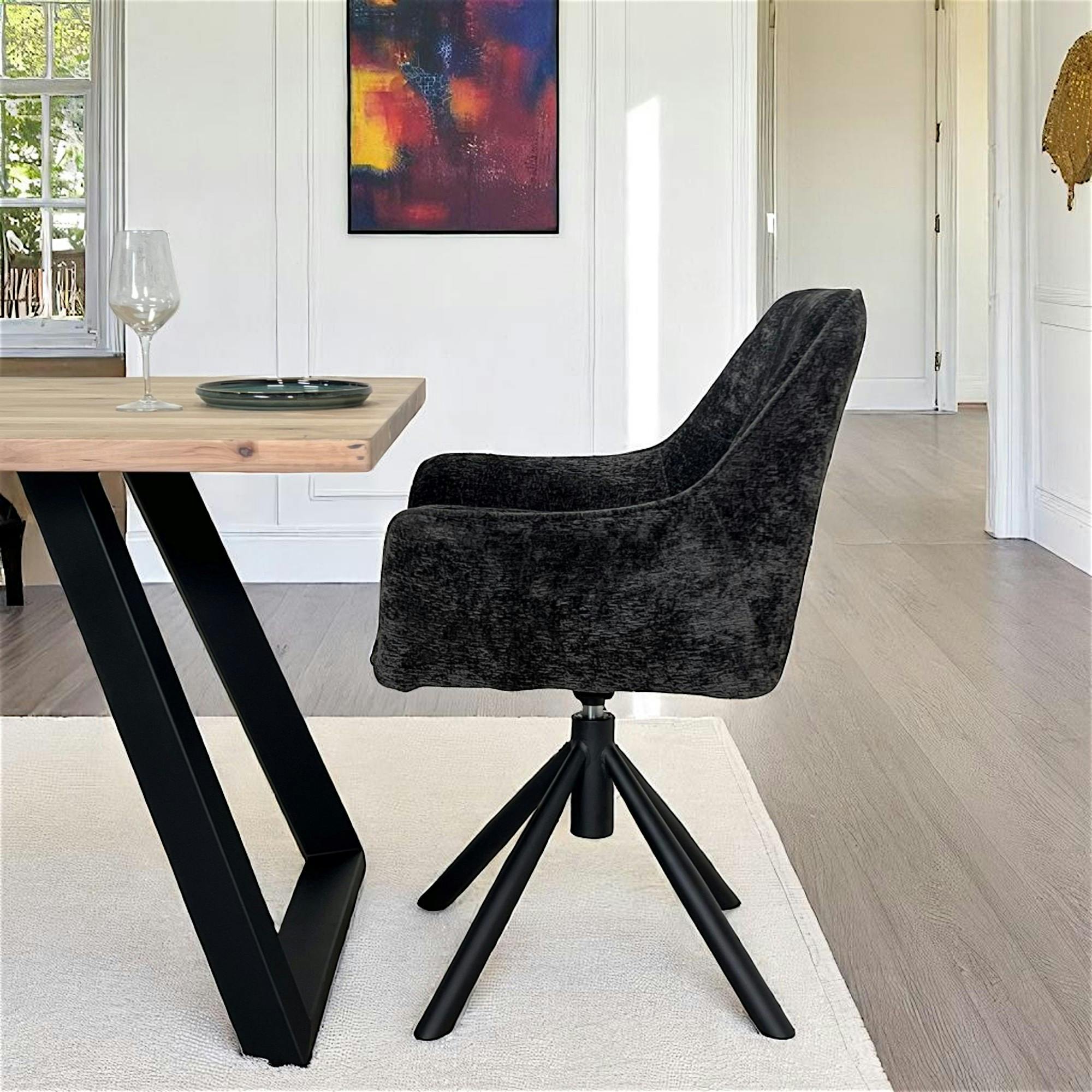 Fauteuil de table pivotant tissu noir (lot de 2) IENA