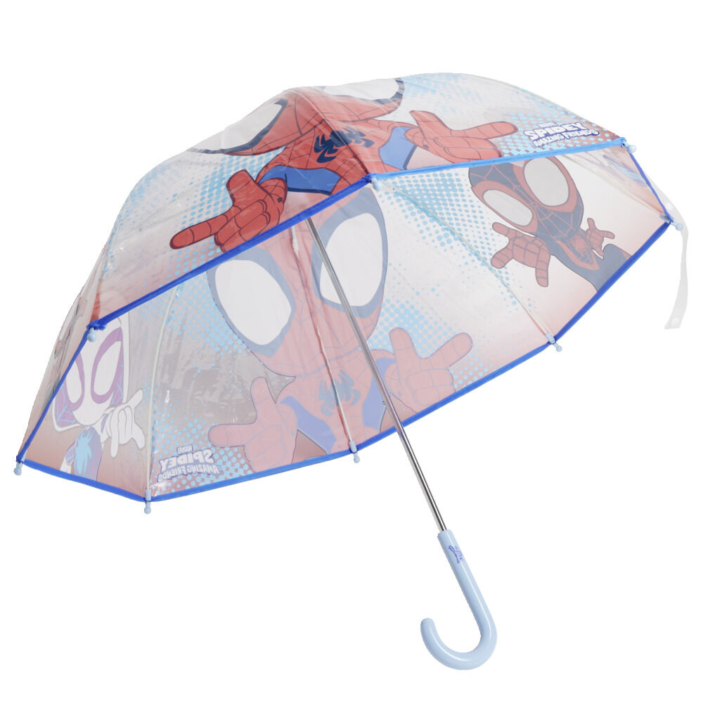 Parapluie bulle Spiderman rouge polyester et métal