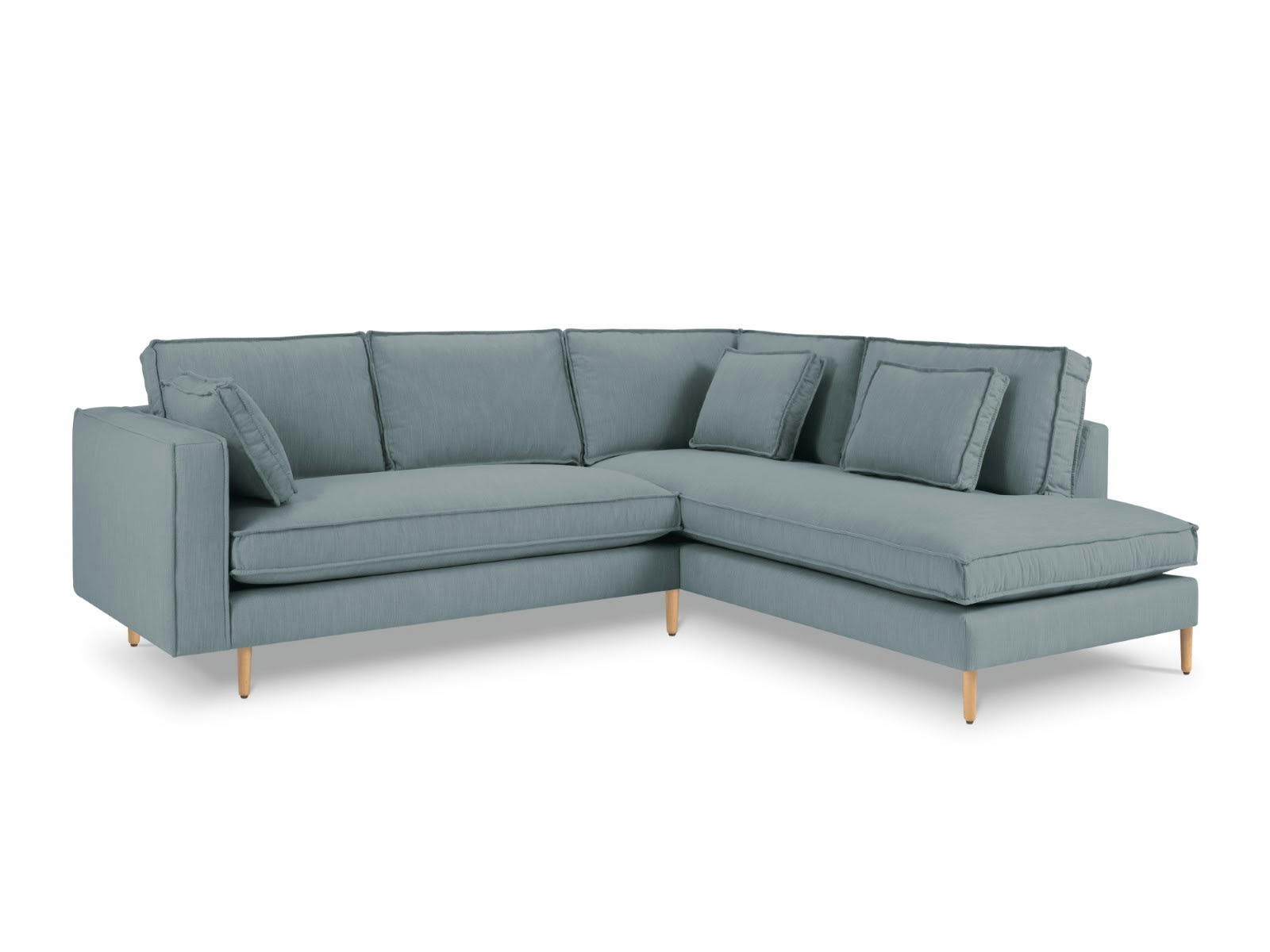 ALEXIS - Canapé D'Angle Droit 5 places en Tissu Structurel Bleu