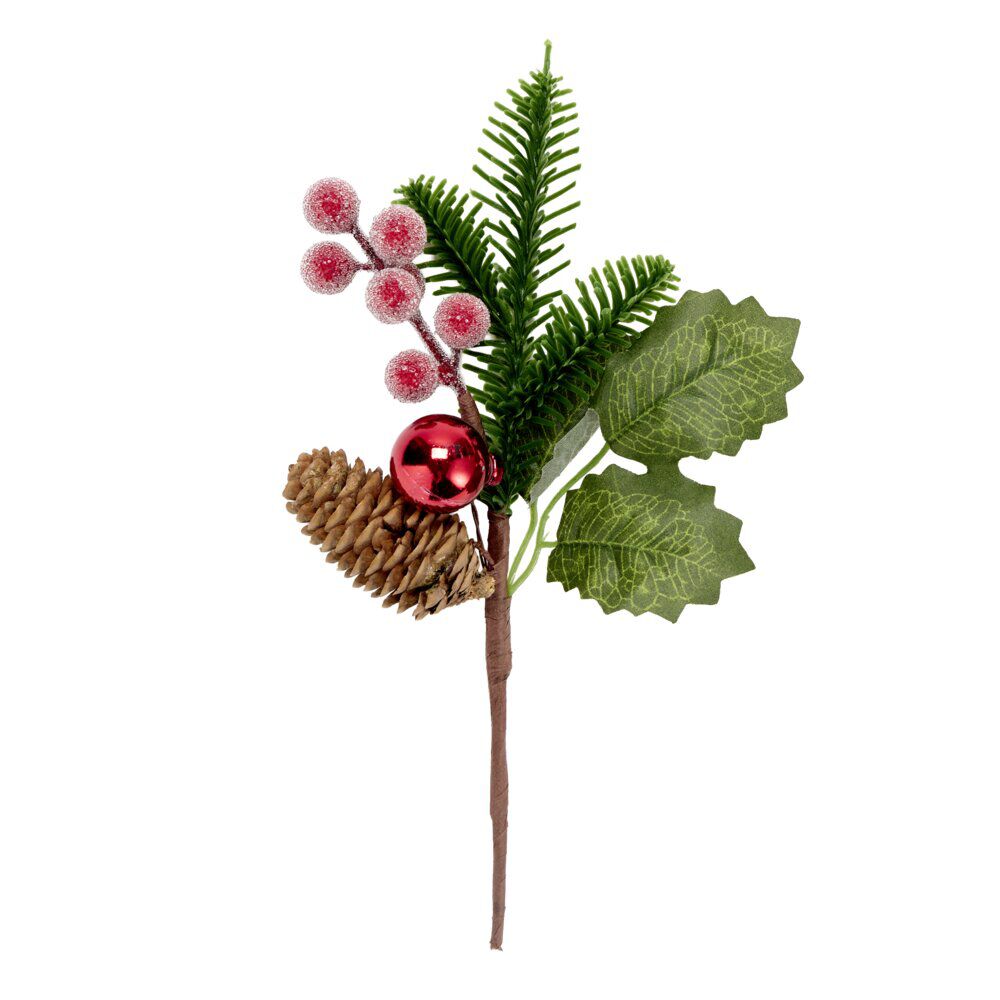 Branche de No&euml;l décorative 21cm (6 modèles)