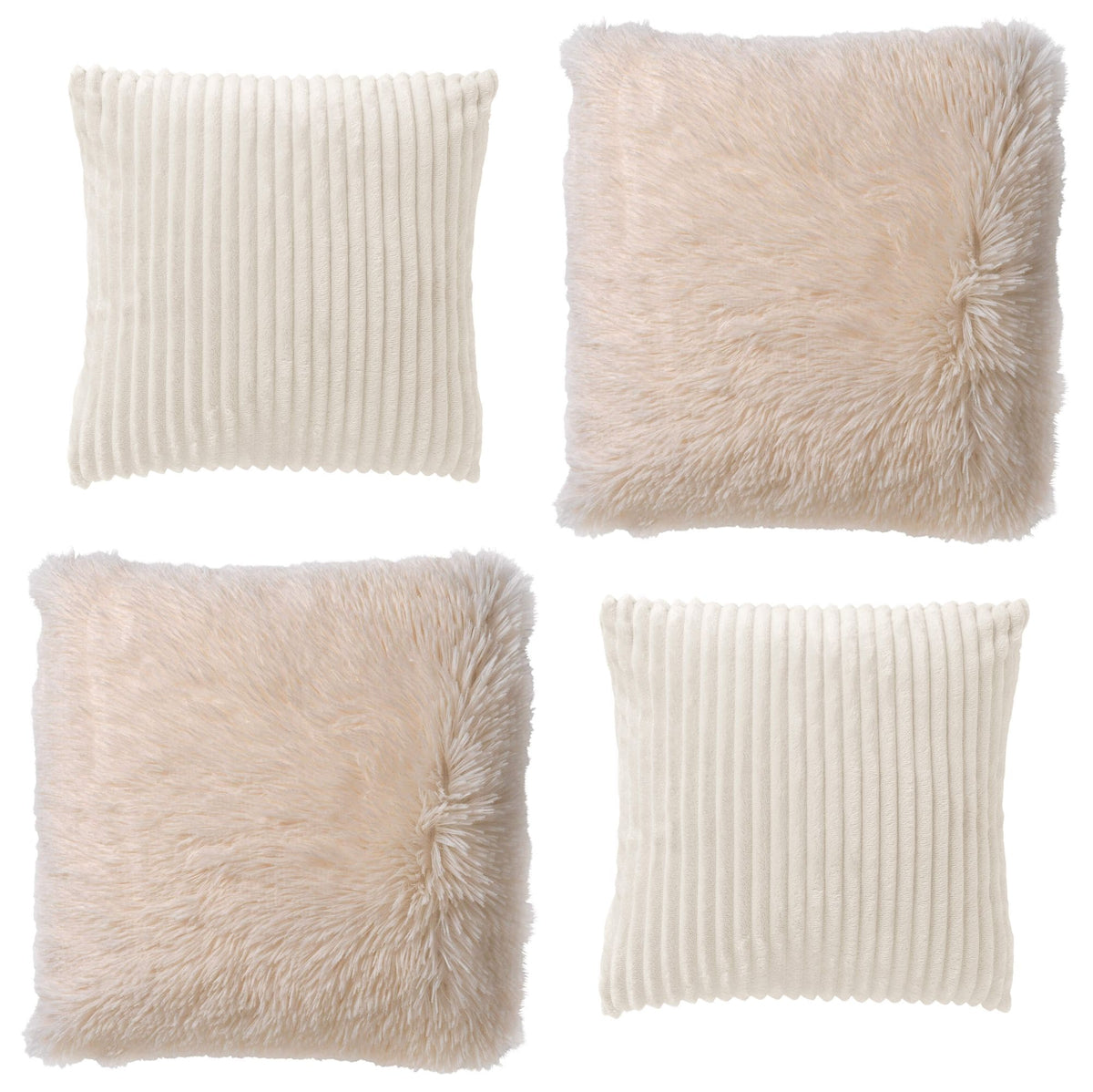 KUSSENSET - 4-delig - Cosy Layers - 60x60 cm, 45x45 cm - inclusief binnenkussens - wit