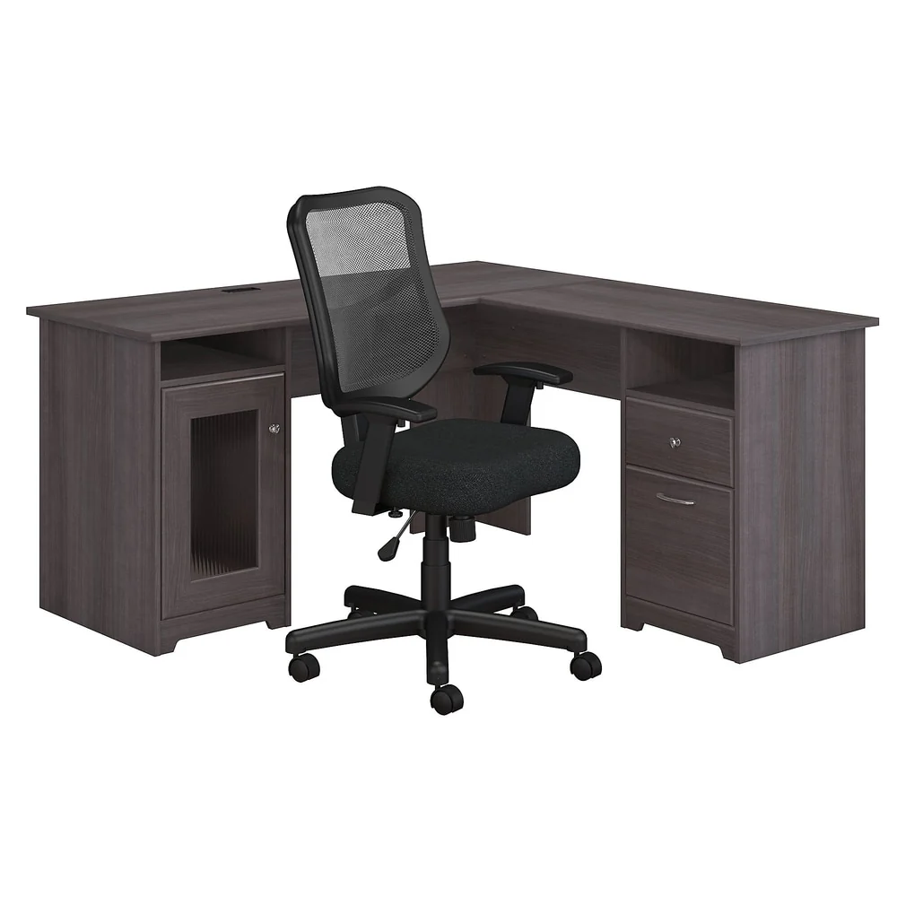 L-shaped Desk and Office Chair - 59.45L x 59.45W x 30.16H - 59.45L x 59.45W x 30.16H