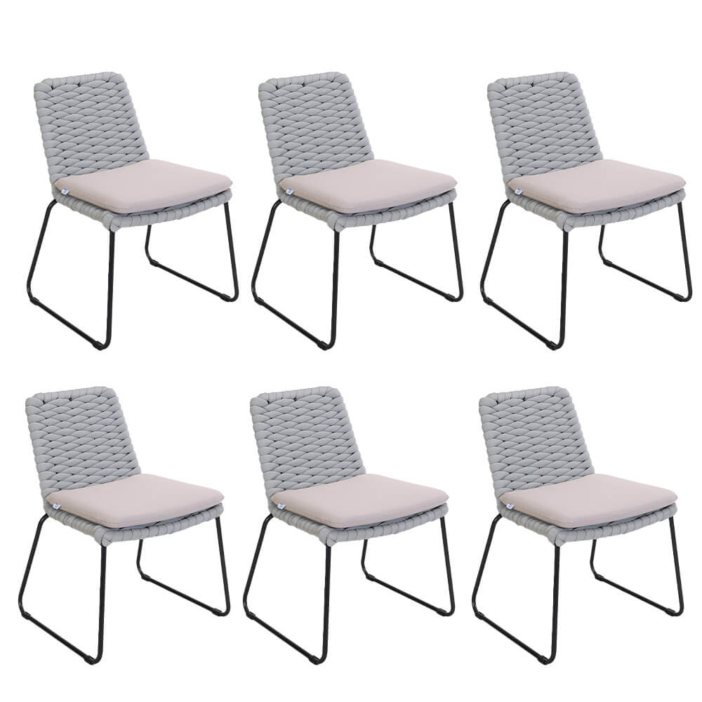 HOME DELUXE Tuinstoel van gevlochten touw BALERO Lichtgrijs - Set van 6