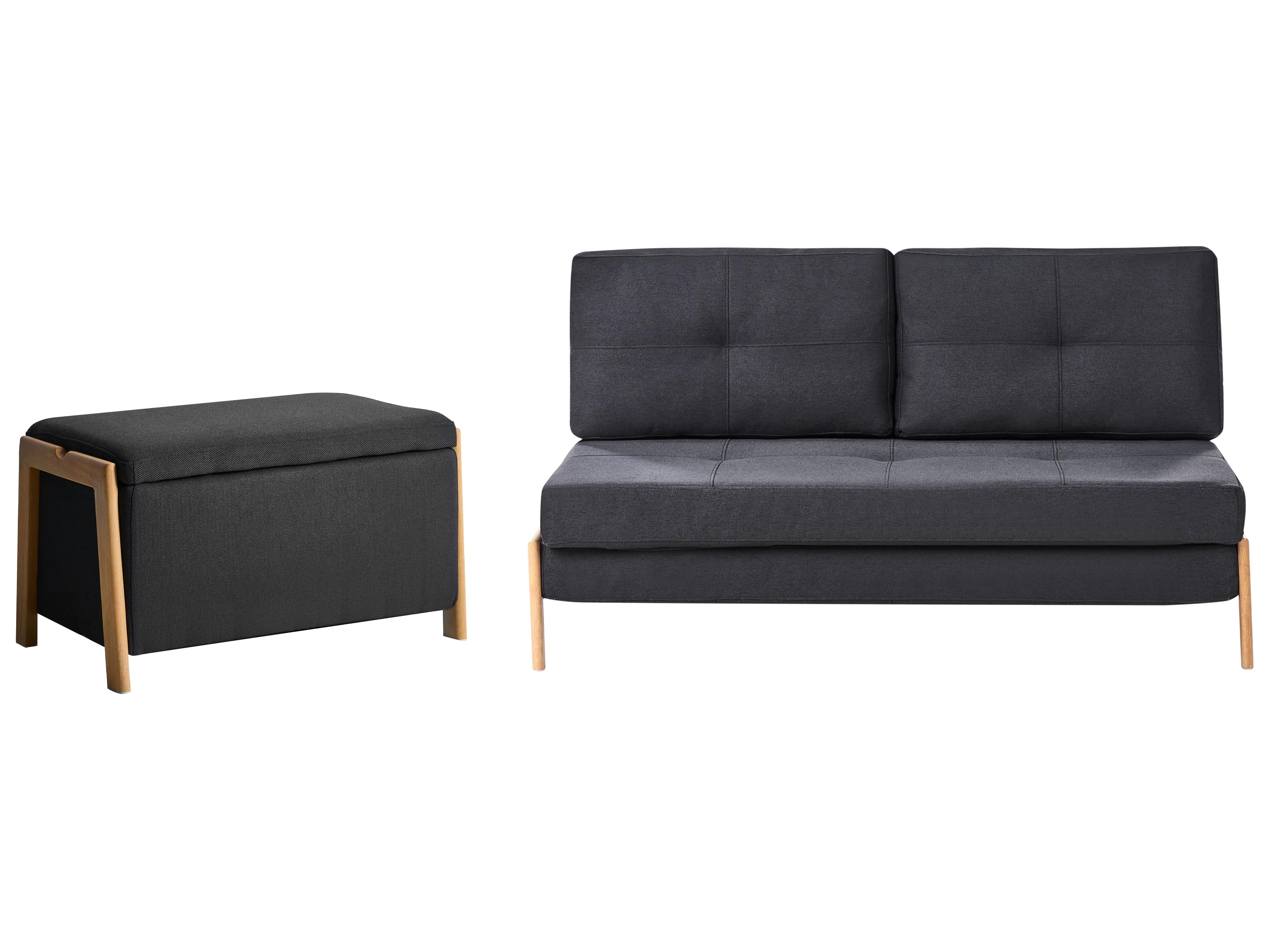 Upholstered Storage Bench EDLAND Fabric Black