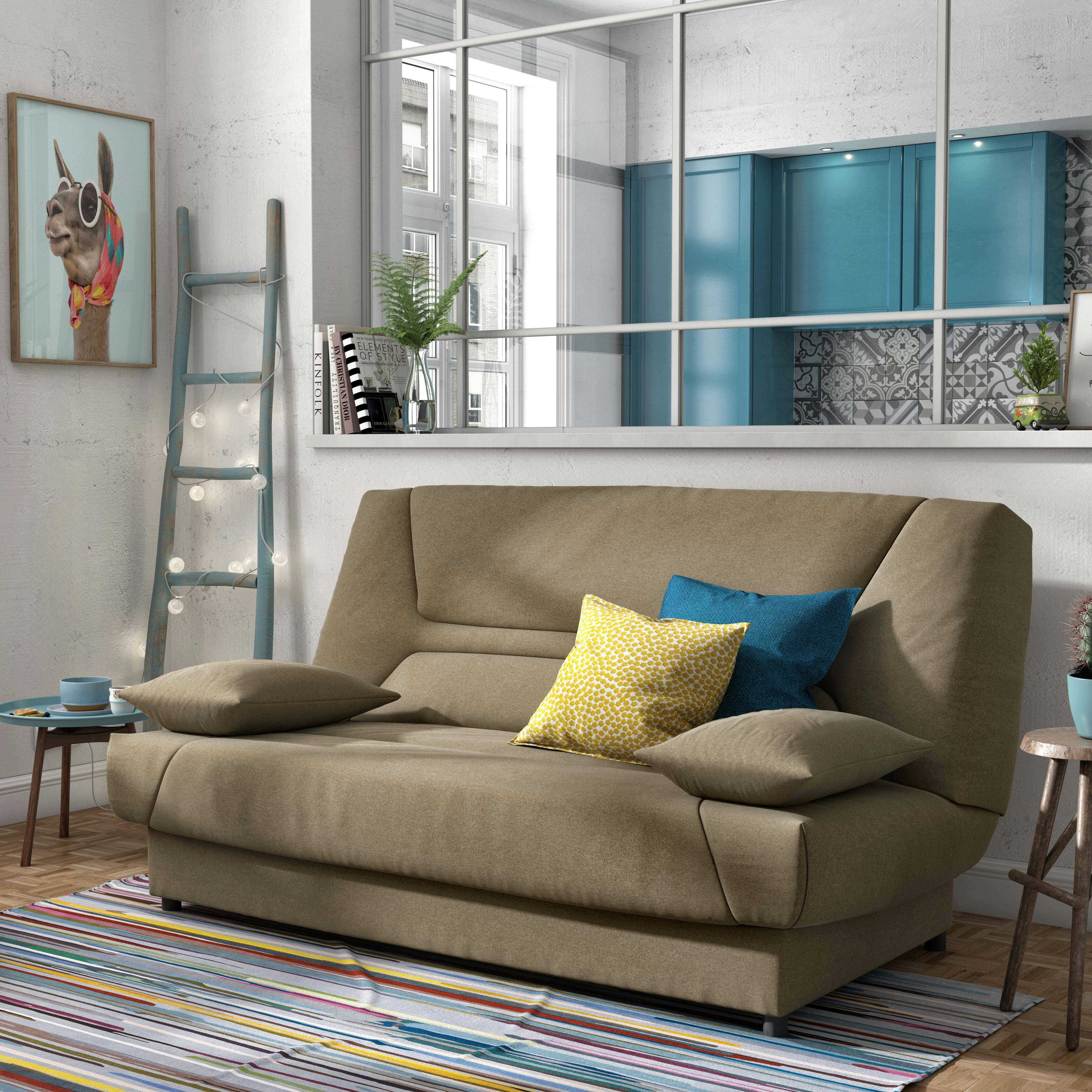 GARANCE - Banquette clic-clac avec matelas de 13 cm sable