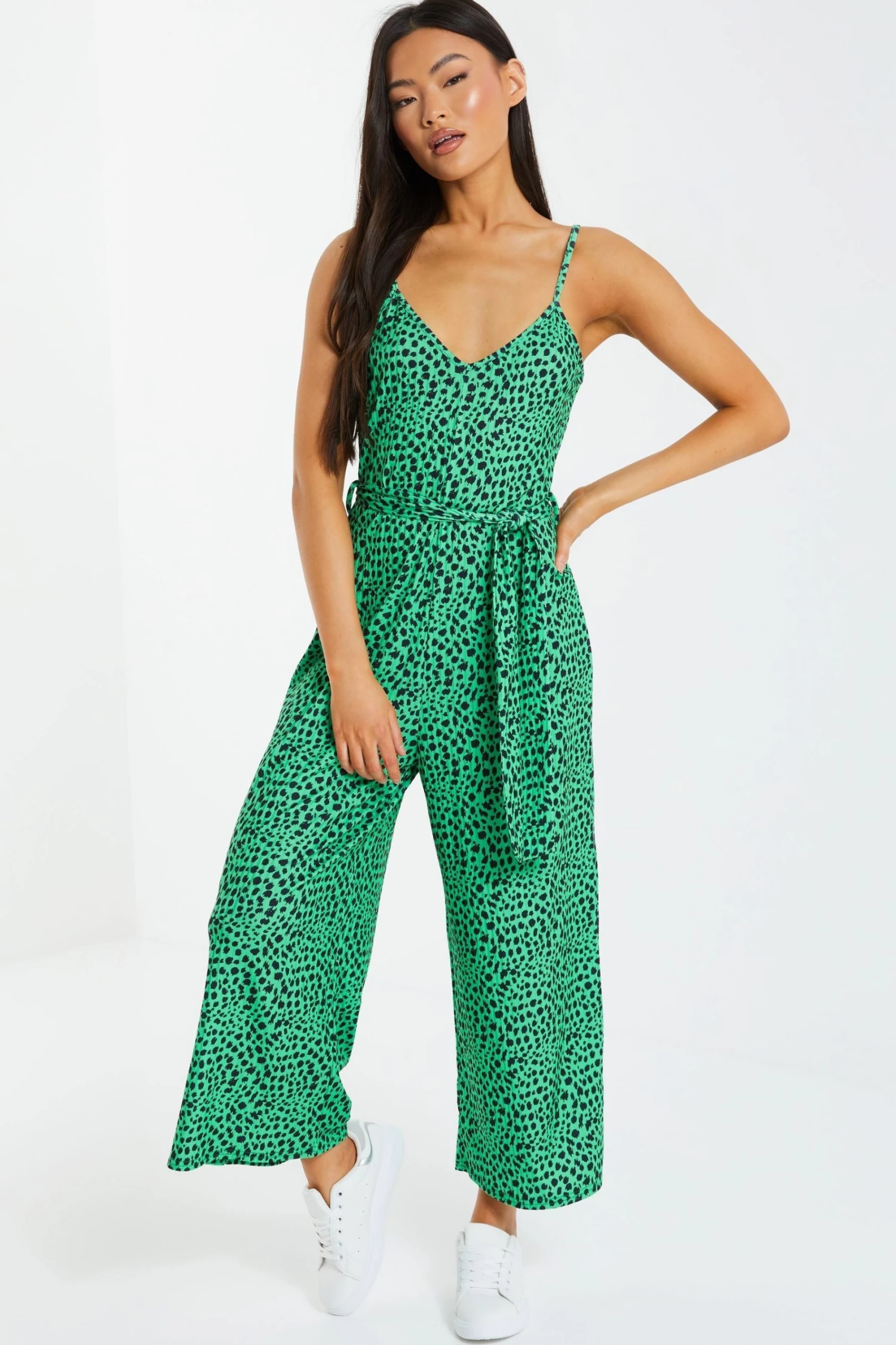 Quiz Green Strappy Animal Print Jumpsuit